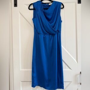 BCBG Vibrant Blue Draped Midi Dress